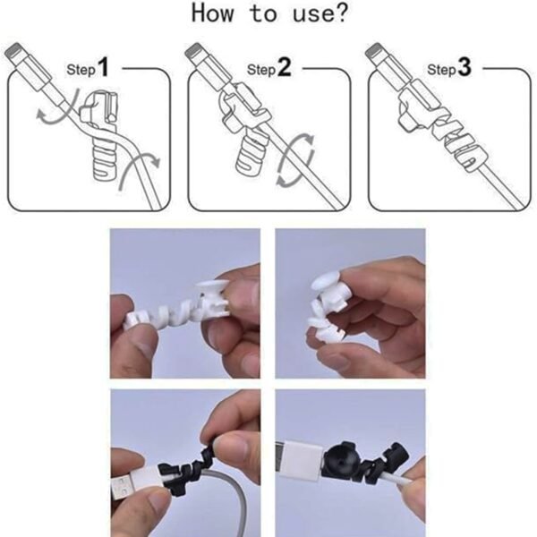 Cable Protector – 4-Pc Charger Cord Saver with Suction Ends | Dustiva