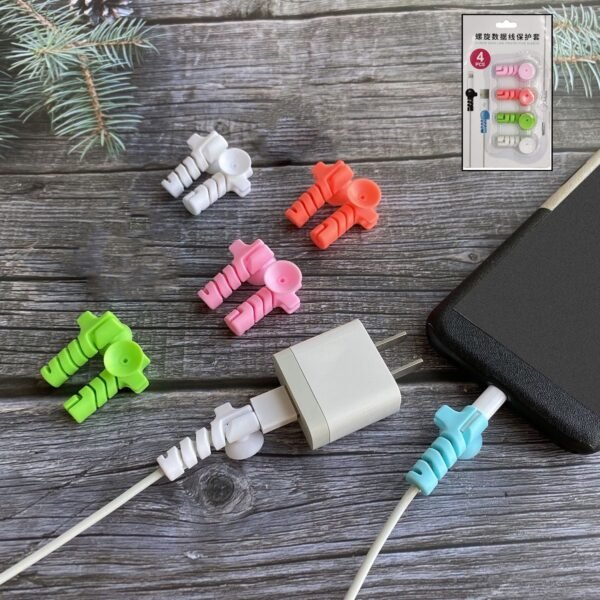 Cable Protector – 4-Pc Charger Cord Saver with Suction Ends | Dustiva
