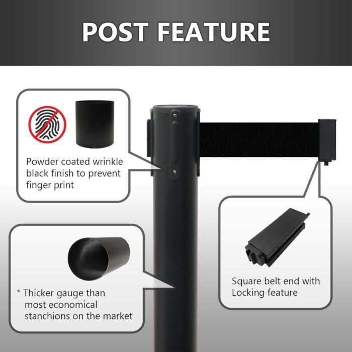 Retractable Belt Crowd Control Pole – Heavy Duty with Sturdy Base