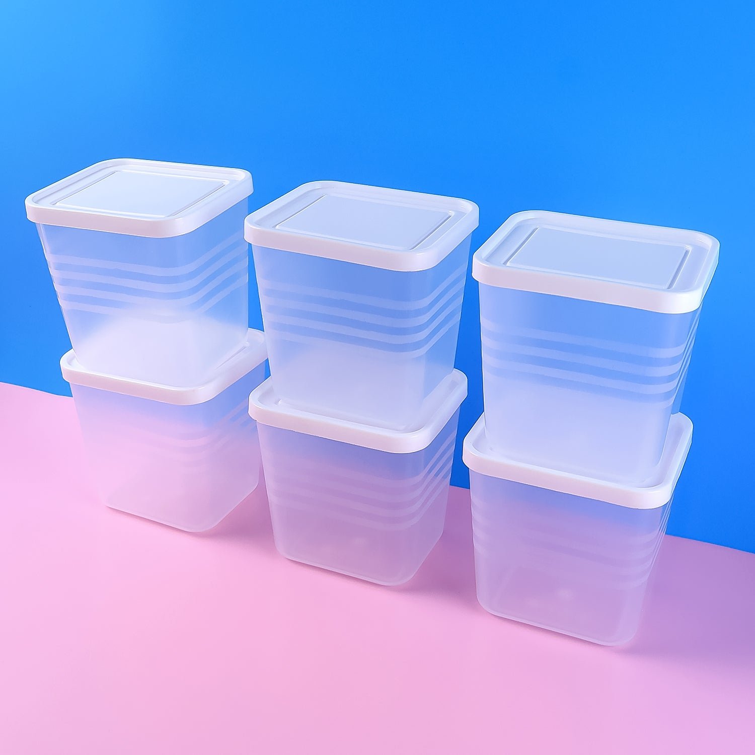 Airtight Square Plastic Food Storage Container Set – 6-Piece Clear Kit