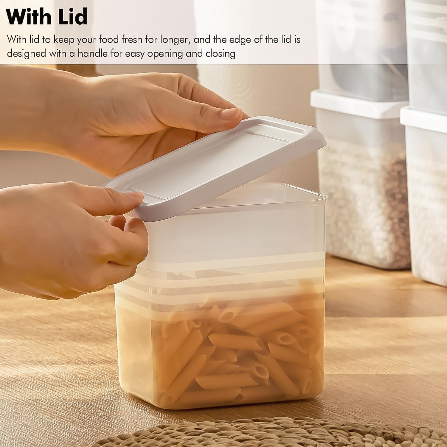 Airtight Square Plastic Food Storage Container Set – 6-Piece Clear Kit