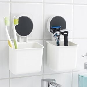 Wall Mounted Toothbrush Holder – Easy Adhesive Installation (2 Pc)