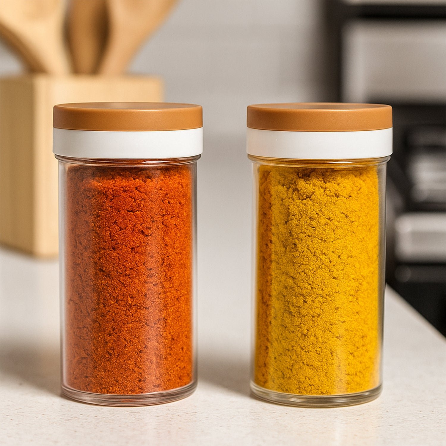 Airtight Kitchen Storage Jar Set – 2 Pc with Wooden Lids