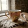 Floral Porcelain Tea Cup and Saucer Set – Elegant Gold Detailing