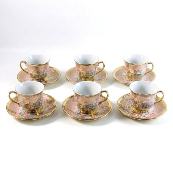 Floral Porcelain Tea Cup and Saucer Set – Elegant Gold Detailing