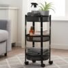 Metal Mesh Storage Trolley – 3-Layer Utility Cart with Wheels