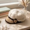 Winter & Summer Designer Cap – Soft Fur with Embroidery for Women
