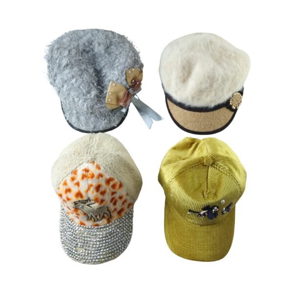 Winter & Summer Designer Cap – Soft Fur with Embroidery for Women