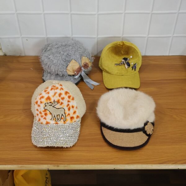 Winter & Summer Designer Cap – Soft Fur with Embroidery for Women