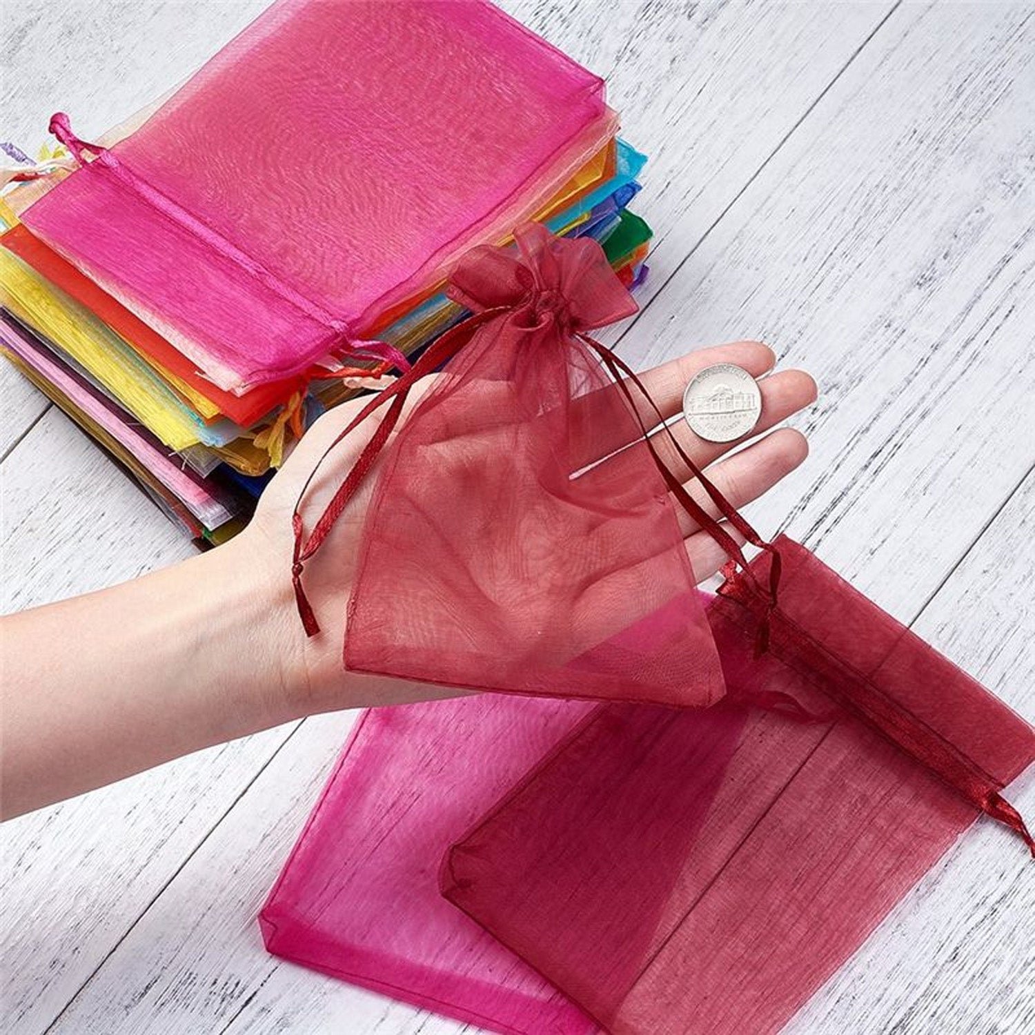 Organza Gift Bags – Drawstring Mesh Pouches for Favors (50 Pcs) | TeddyJoy