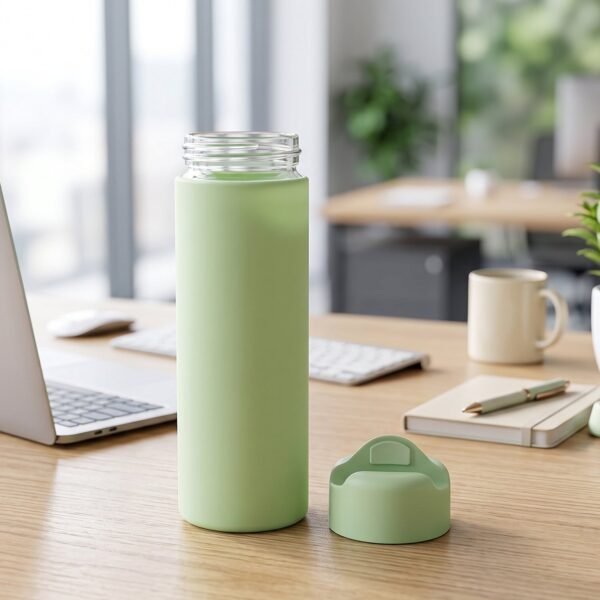 400 ML Glass Travel Water Bottle with Silicone Sleeve for Travellers (1 Pc)