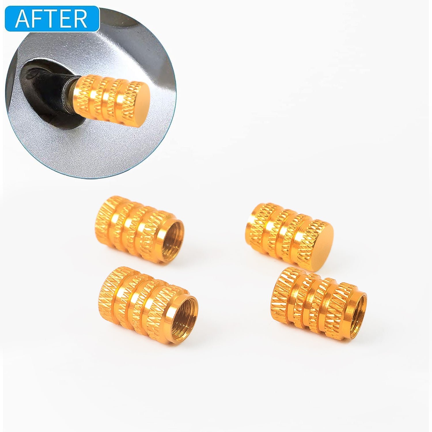 Silver Aluminium Valve Caps – Durable Set of 4 for Cars