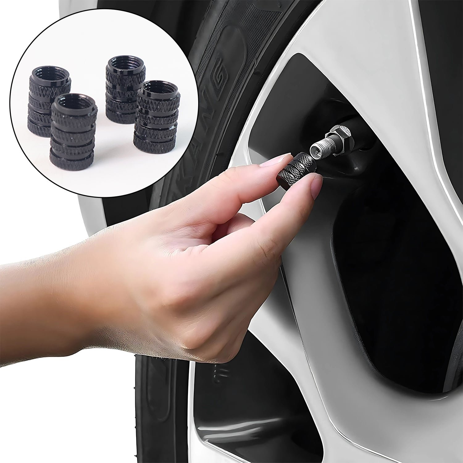 Silver Aluminium Valve Caps – Durable Set of 4 for Cars