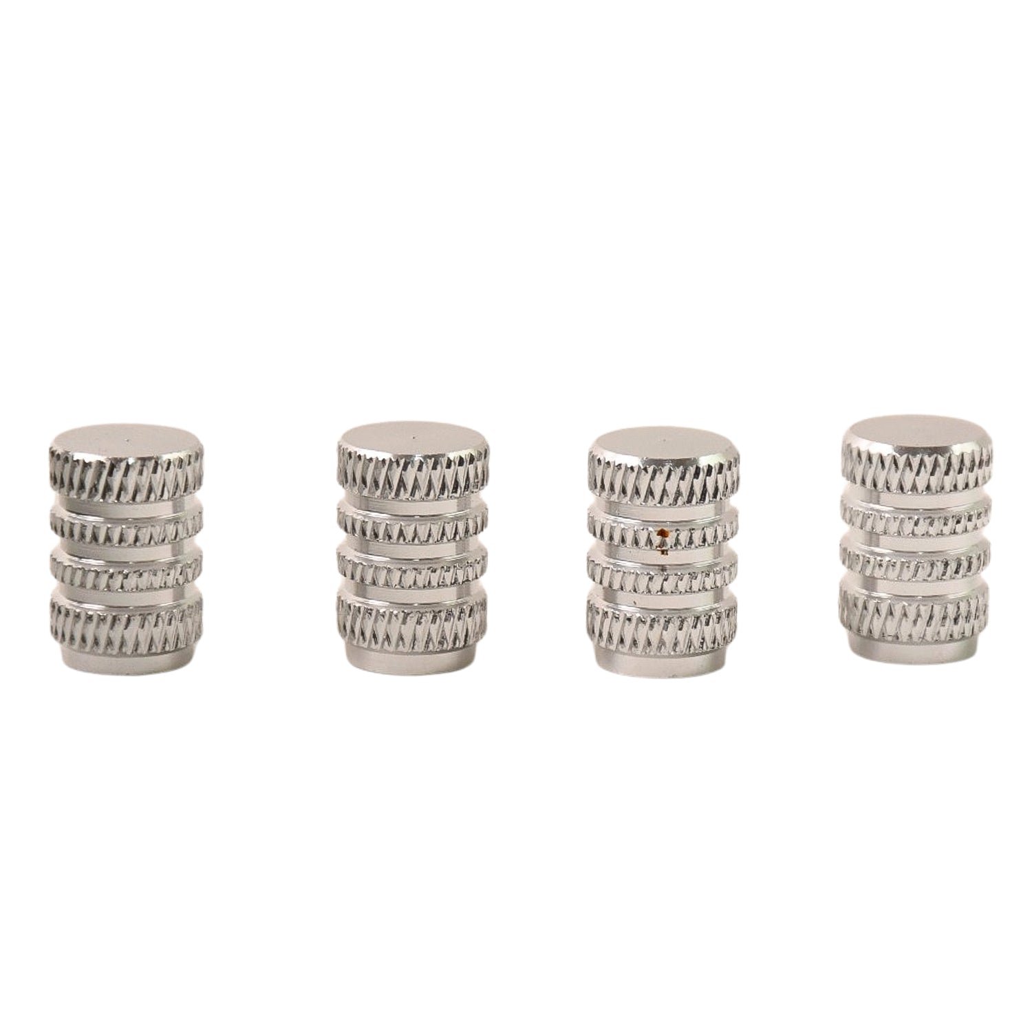 Silver Aluminium Valve Caps – Durable Set of 4 for Cars