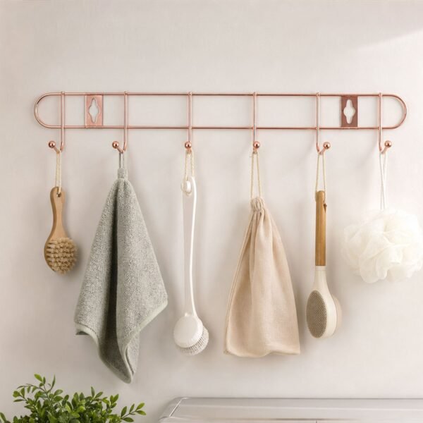 Wall Mounted Hook Rack – Space Saving & Stylish Rose Gold Finish