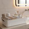 whitestoragecontainer-02 White Plastic Storage Basket Set – 4 Durable Stackable Organizers