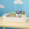 whitestoragecontainer-03 White Plastic Storage Basket Set – 4 Durable Stackable Organizers
