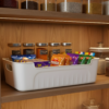 whitestoragecontainer-05 White Plastic Storage Basket Set – 4 Durable Stackable Organizers