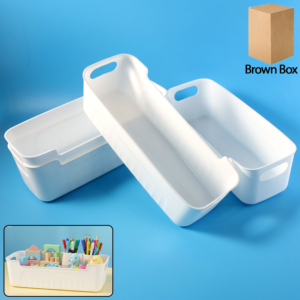White Plastic Storage Basket Set – 4 Durable Stackable Organizers