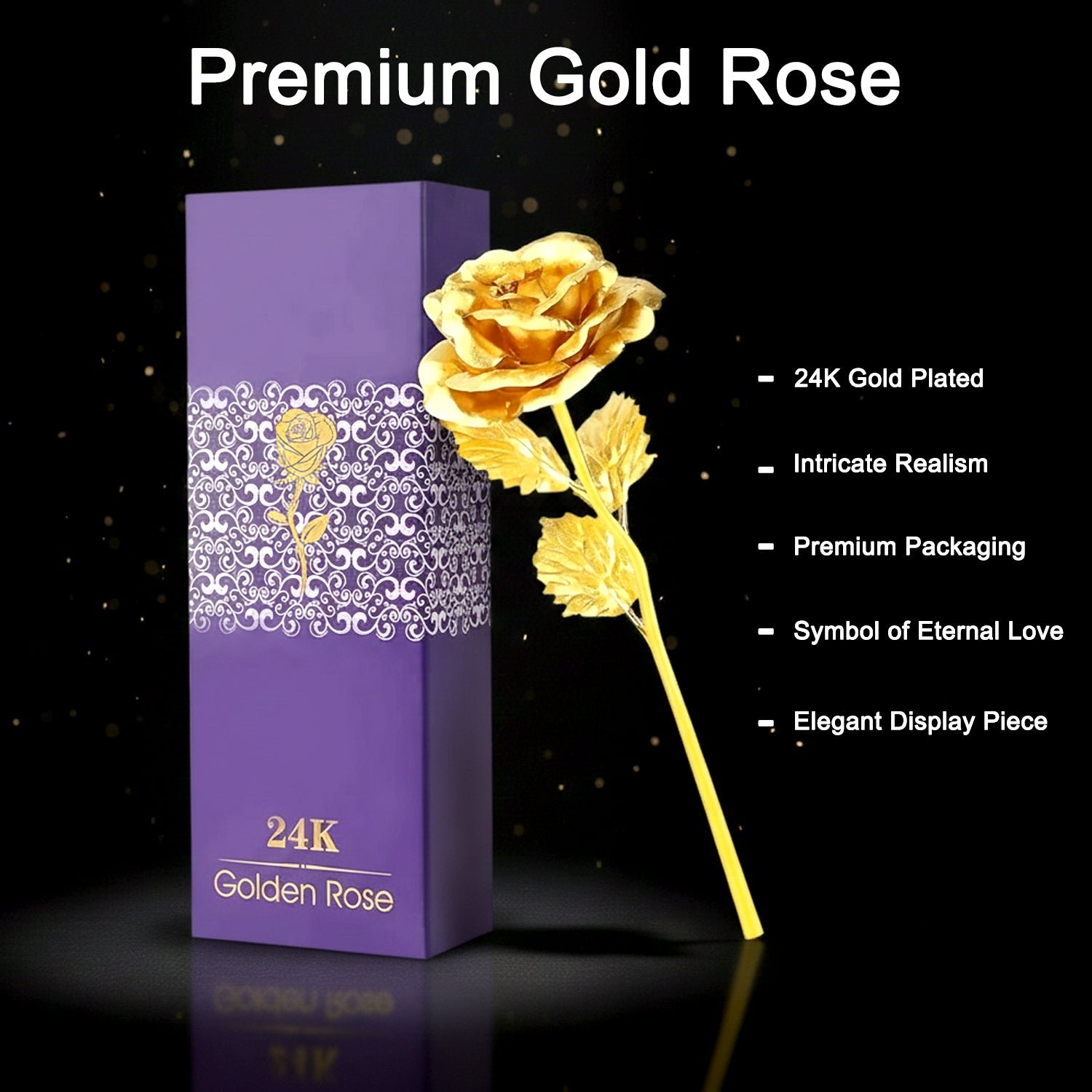 Gold Plated Artificial Rose – Eternal Love Decor Gift