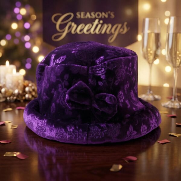 Velvet Floral Bucket Hat – Elegant Winter Accessory for Women