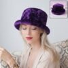 Velvet Floral Bucket Hat – Elegant Winter Accessory for Women